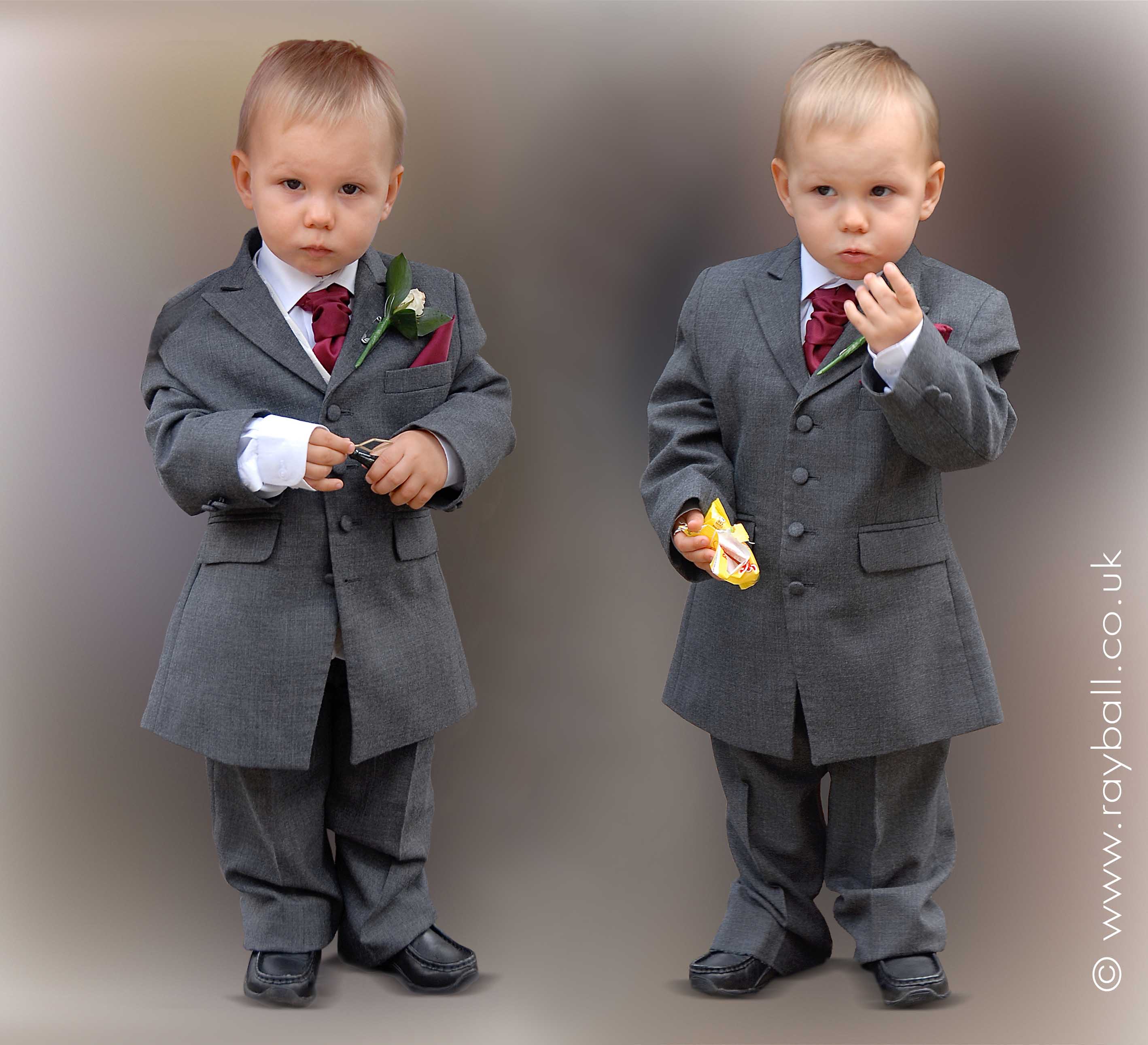 Little Sutton brothers in suits ready for the wedding.