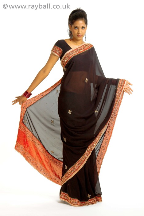 Indian model from Morden wearing sari at Epsom Photography Studio Surrey.