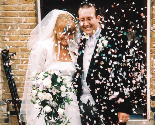 Confetti and tripod Cheam by Epsom Photography..