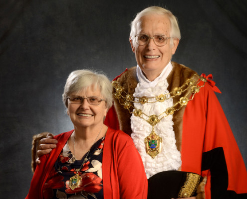 Portrait of the Mayor of Epsom and Ewell and his wife.