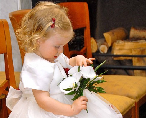 Young girl with flowers Esher Surrey.